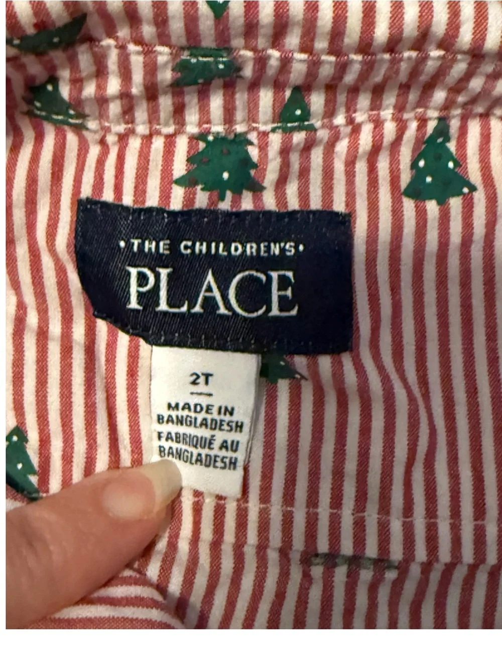 The Children’s Place Christmas Tree Button Up Shirt Toddler Boys 2T Striped